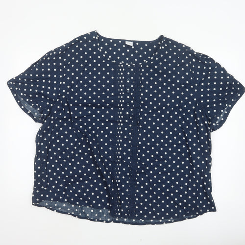 Cotton Traders Women’s Blue Polka Dot Cotton Short Sleeve Blouse UK 26
