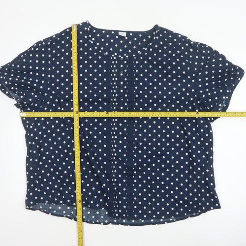 Cotton Traders Women’s Blue Polka Dot Cotton Short Sleeve Blouse UK 26