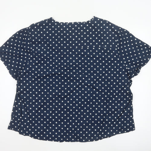 Cotton Traders Women’s Blue Polka Dot Cotton Short Sleeve Blouse UK 26