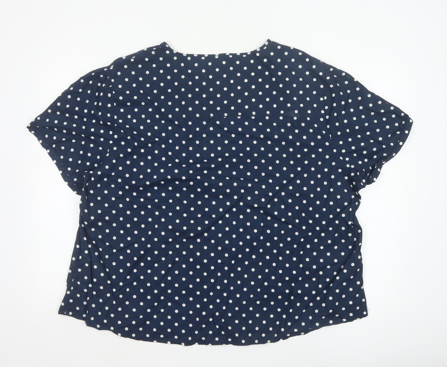 Cotton Traders Women’s Blue Polka Dot Cotton Short Sleeve Blouse UK 26