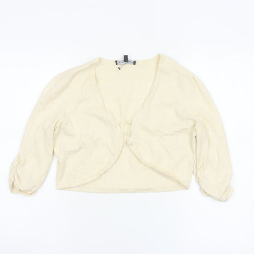 Laura Ashley Women Ivory UK 12 Cropped Button Cardigan Puff Sleeves