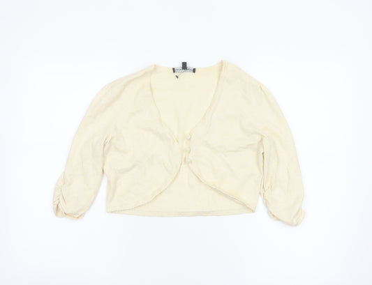 Laura Ashley Women Ivory UK 12 Cropped Button Cardigan Puff Sleeves