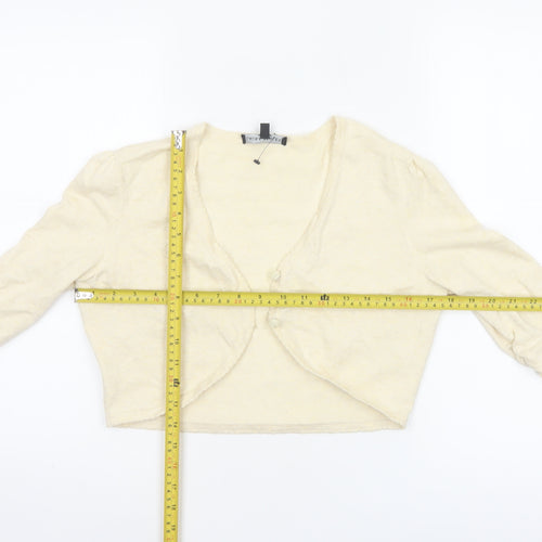 Laura Ashley Women Ivory UK 12 Cropped Button Cardigan Puff Sleeves