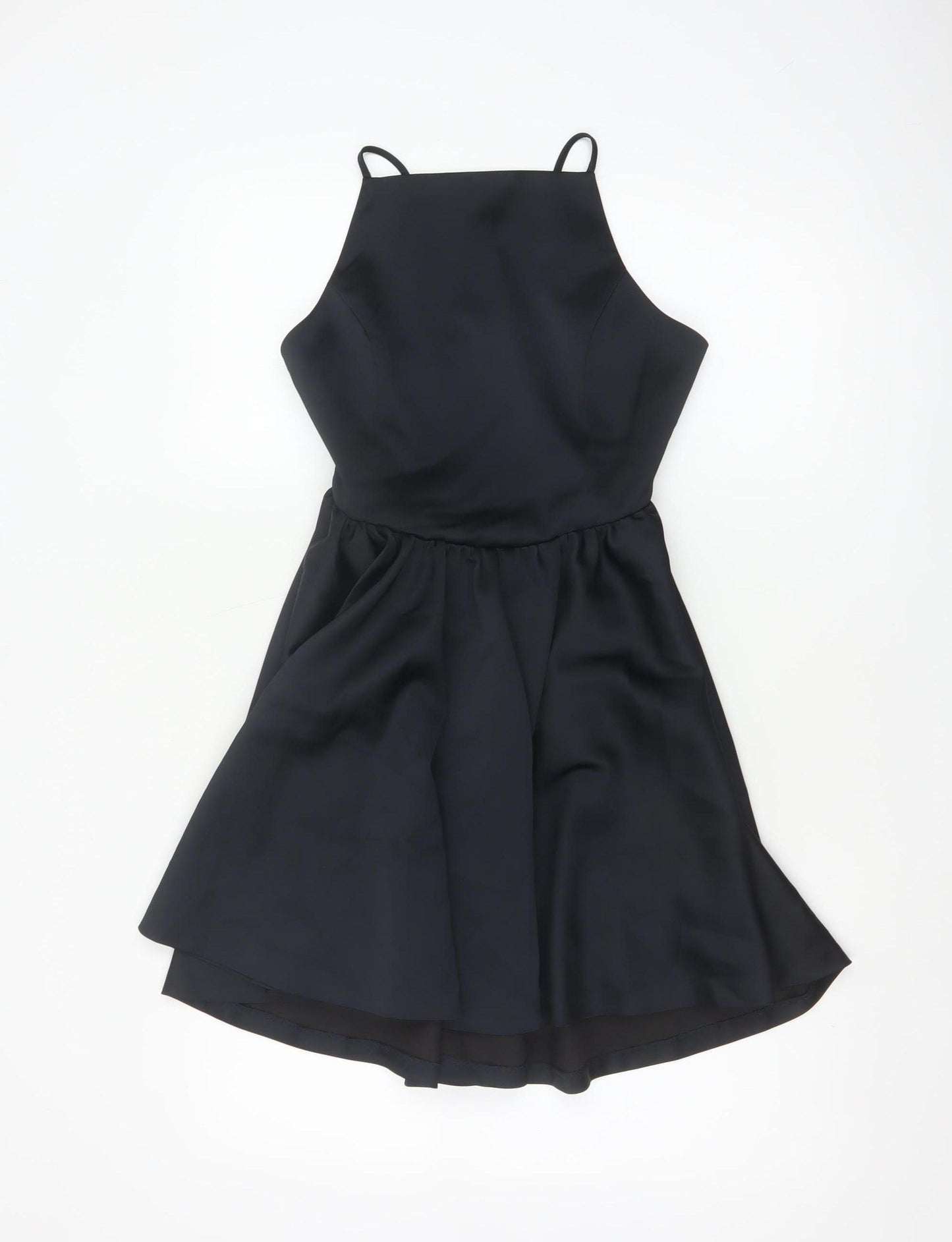 Zara Women Black XS Fit & Flare Hi-Low Strappy Party Dress