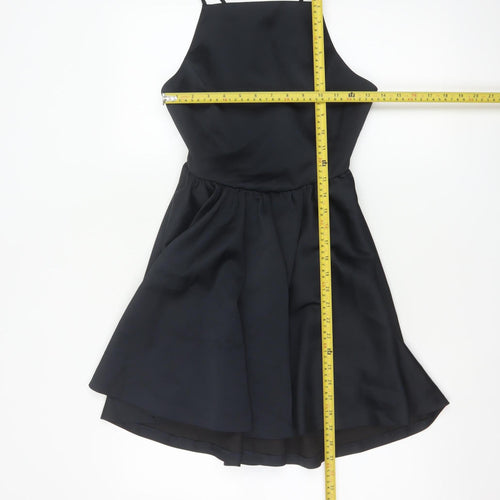 Zara Women Black XS Fit & Flare Hi-Low Strappy Party Dress