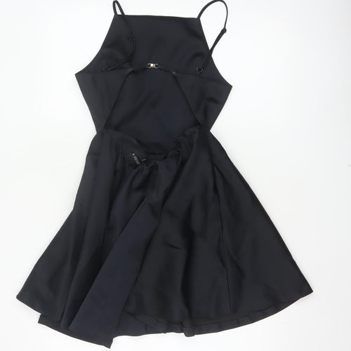 Zara Women Black XS Fit & Flare Hi-Low Strappy Party Dress