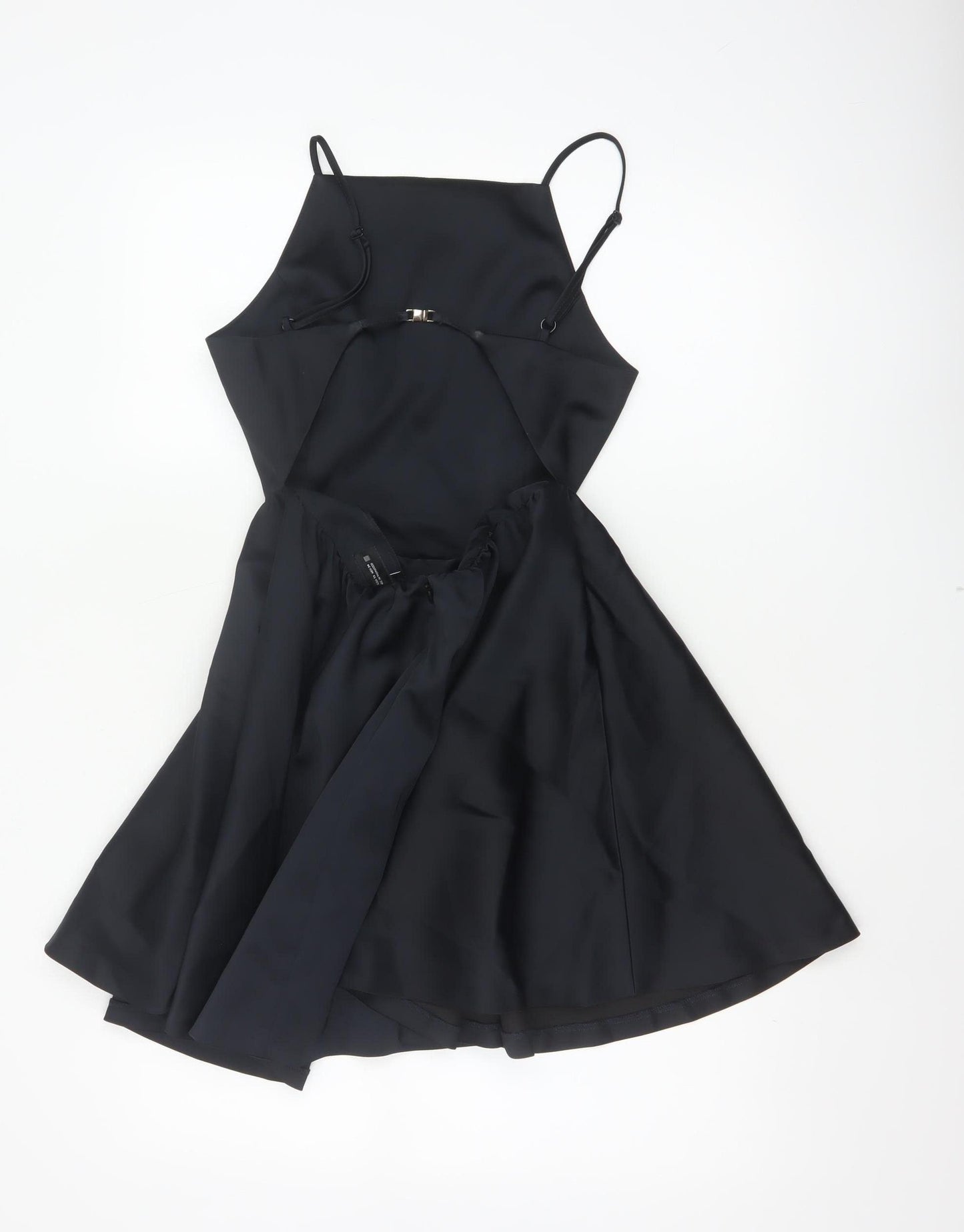 Zara Women Black XS Fit & Flare Hi-Low Strappy Party Dress