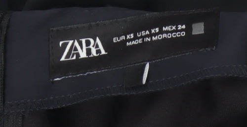 Zara Women Black XS Fit & Flare Hi-Low Strappy Party Dress