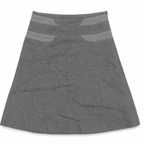 Karen Millen Women Grey Pinstripe A-Line Knee Skirt UK 10 Wool