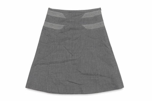 Karen Millen Women Grey Pinstripe A-Line Knee Skirt UK 10 Wool