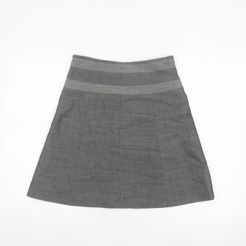 Karen Millen Women Grey Pinstripe A-Line Knee Skirt UK 10 Wool