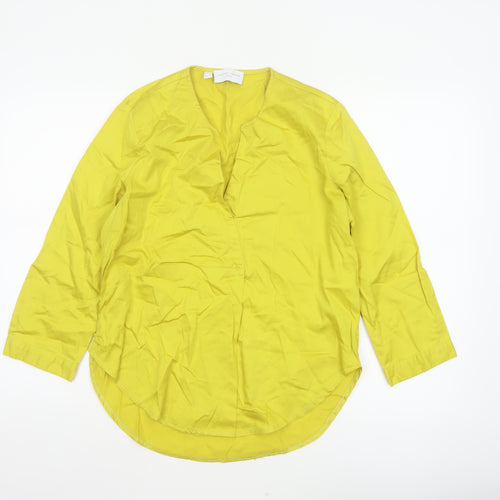 The Shirt Company Women Yellow Cotton Tunic Blouse UK 12 V-Neck