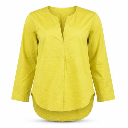 The Shirt Company Women Yellow Cotton Tunic Blouse UK 12 V-Neck