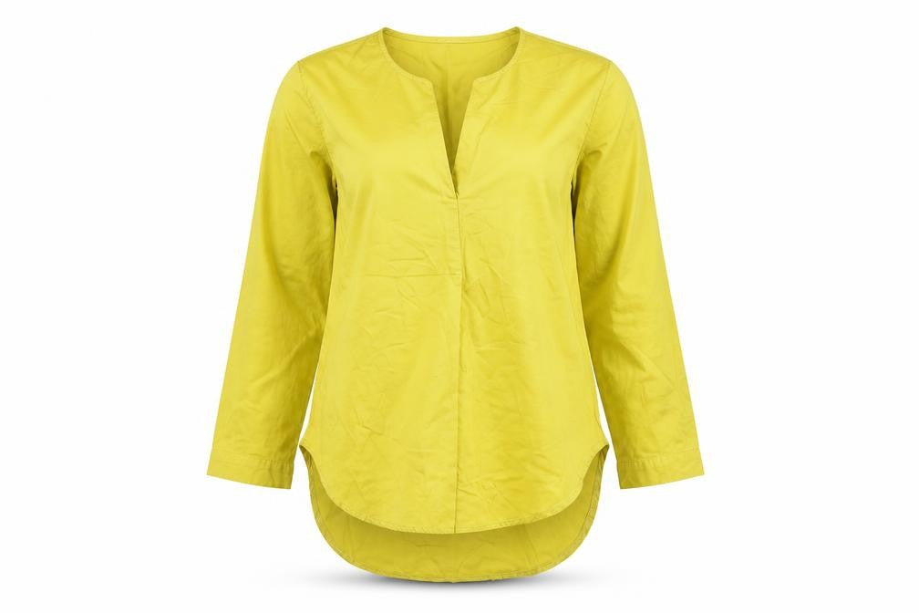 The Shirt Company Women Yellow Cotton Tunic Blouse UK 12 V-Neck