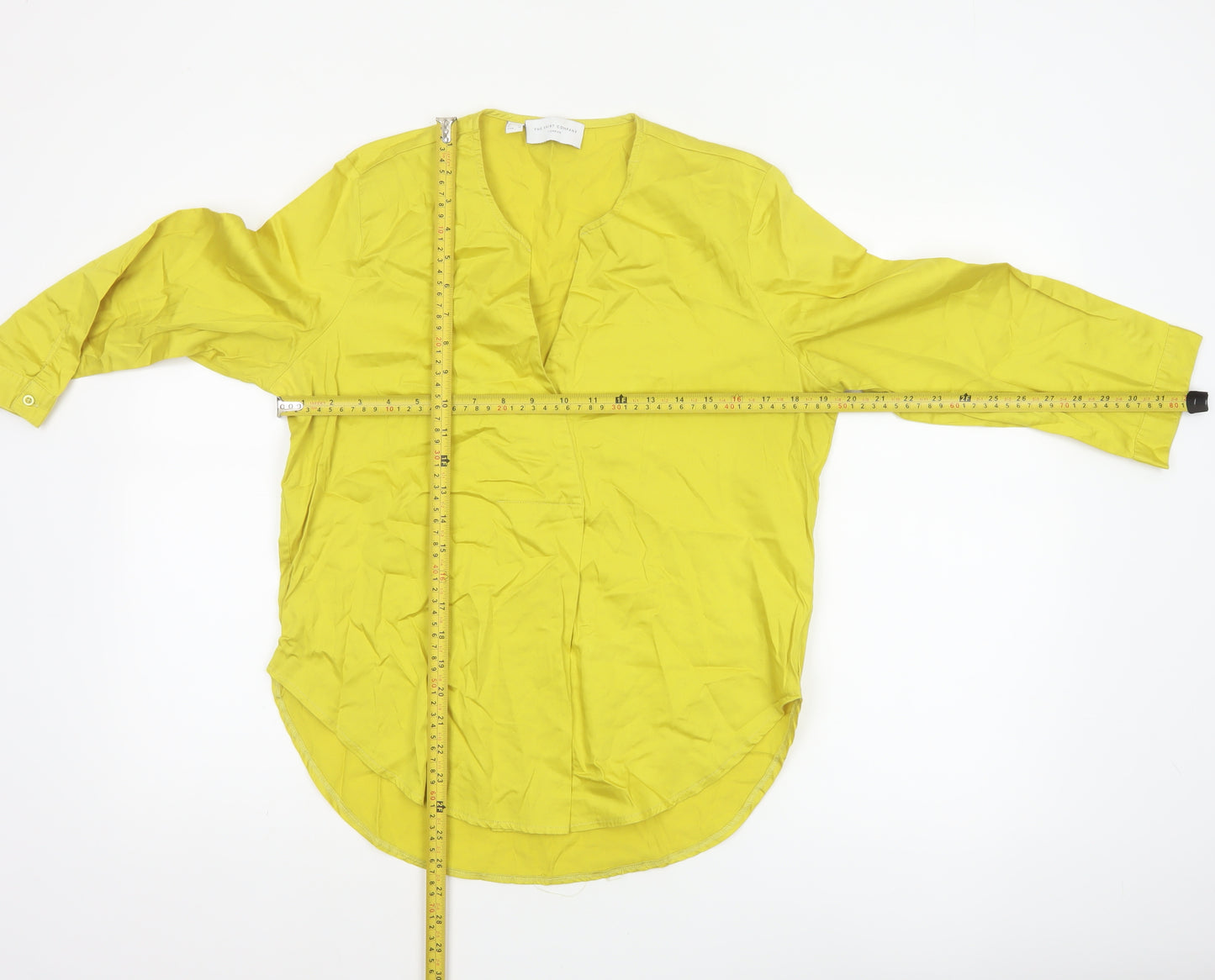 The Shirt Company Women Yellow Cotton Tunic Blouse UK 12 V-Neck