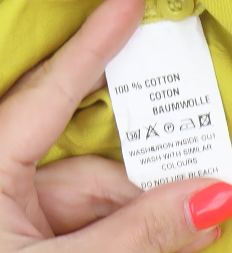The Shirt Company Women Yellow Cotton Tunic Blouse UK 12 V-Neck