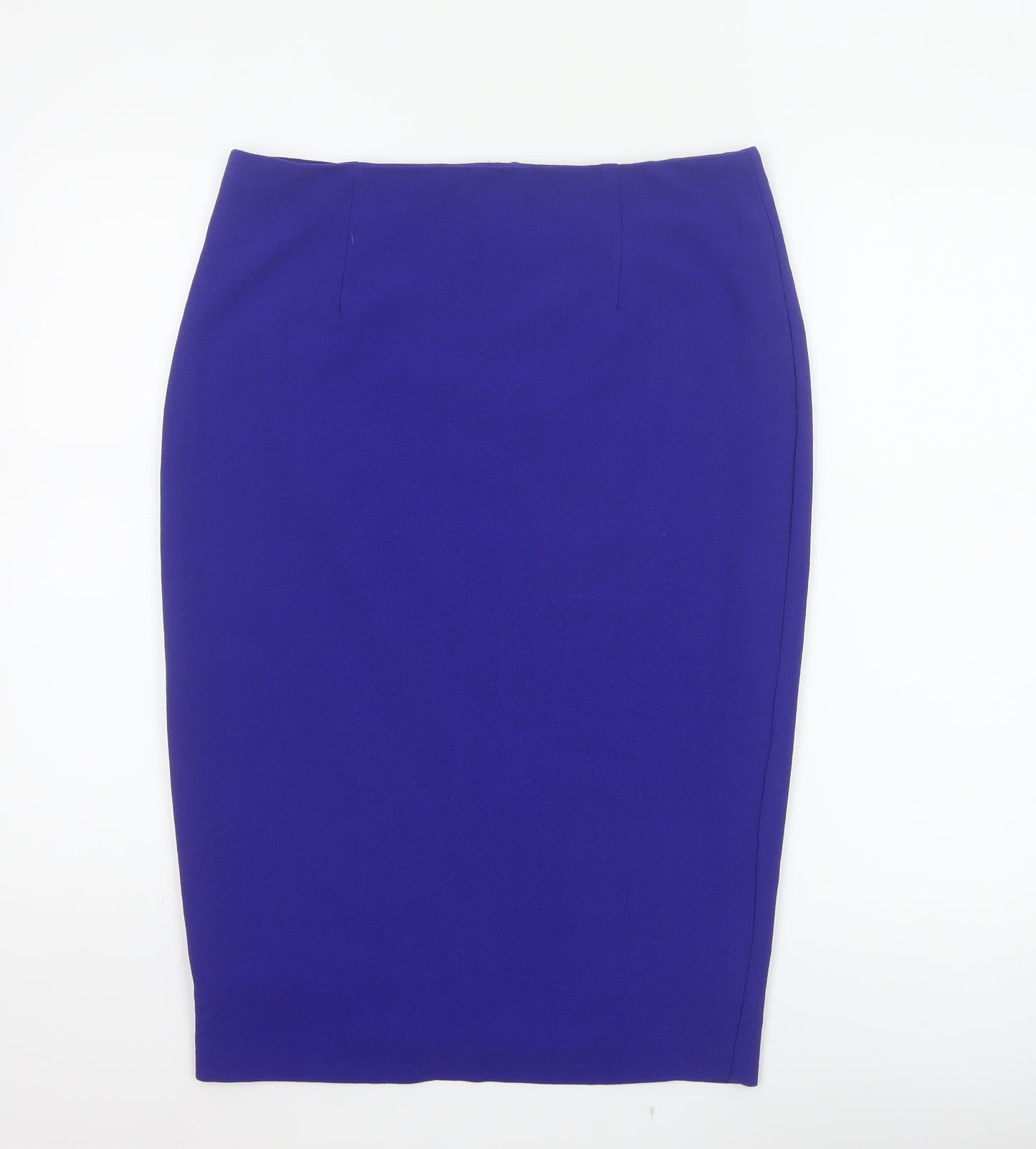 Oasis Women Blue UK 16 Knee Length Pencil Skirt Lined Stretch