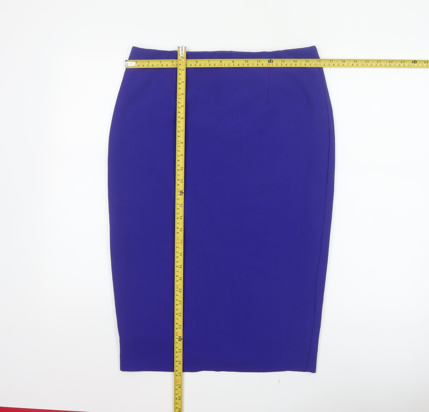 Oasis Women Blue UK 16 Knee Length Pencil Skirt Lined Stretch