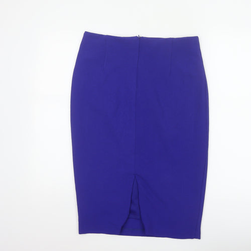 Oasis Women Blue UK 16 Knee Length Pencil Skirt Lined Stretch