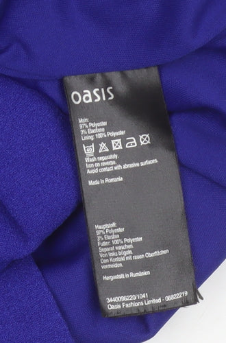 Oasis Women Blue UK 16 Knee Length Pencil Skirt Lined Stretch