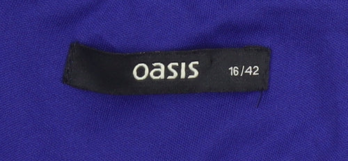 Oasis Women Blue UK 16 Knee Length Pencil Skirt Lined Stretch