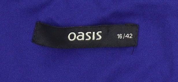 Oasis Women Blue UK 16 Knee Length Pencil Skirt Lined Stretch