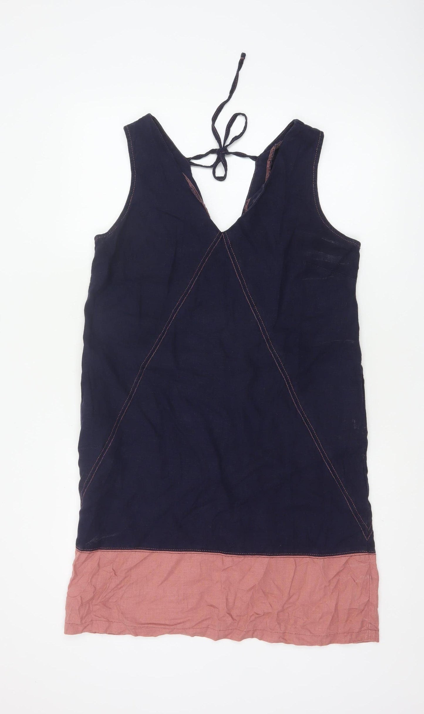 Next Women Multicoloured Size 12 Linen Sleeveless Shift Dress