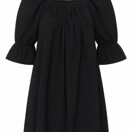 Boohoo Women Black UK 14 Fit & Flare Knee Dress Puff Sleeves