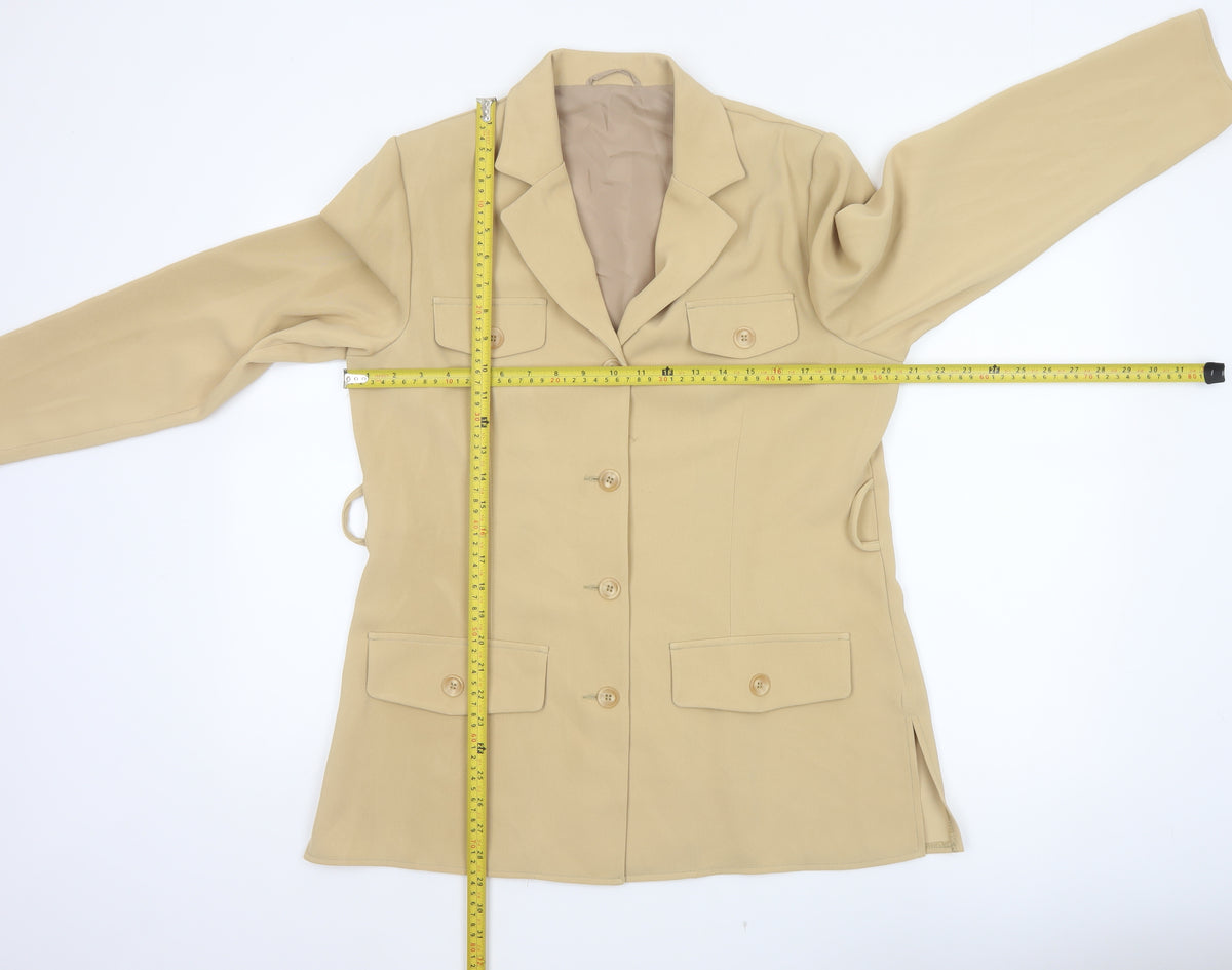 Close-up detail of Mackays Women’s Beige UK 14 Longline Tailored Blazer Jacket