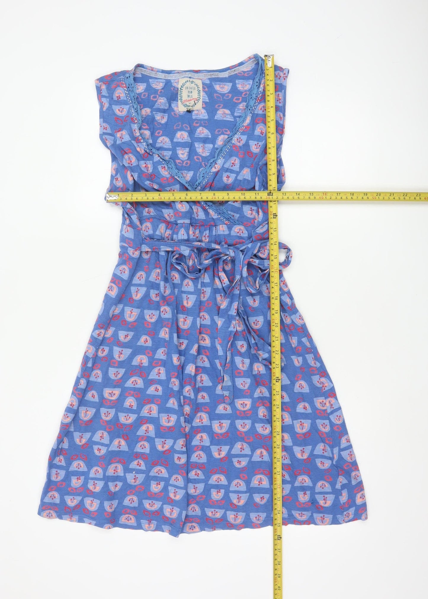 Mantaray Women’s Blue Floral Cotton Wrap Dress Size 16 Knee Length