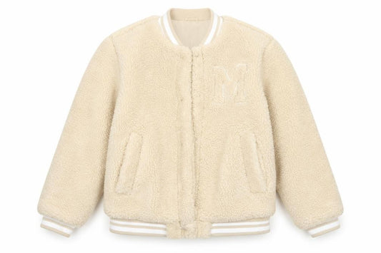 New Look 915 Girls Beige 10-11 Years Varsity Teddy Fleece Jacket