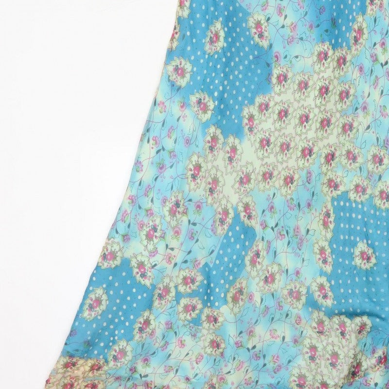 Phase Eight Women Blue Floral Chiffon Midi Fit & Flare Dress UK 12