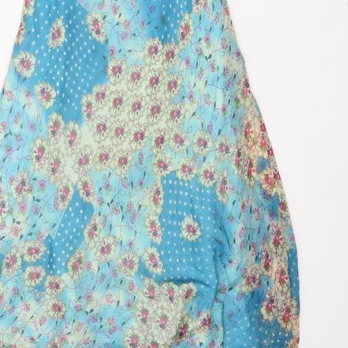 Phase Eight Women Blue Floral Chiffon Midi Fit & Flare Dress UK 12