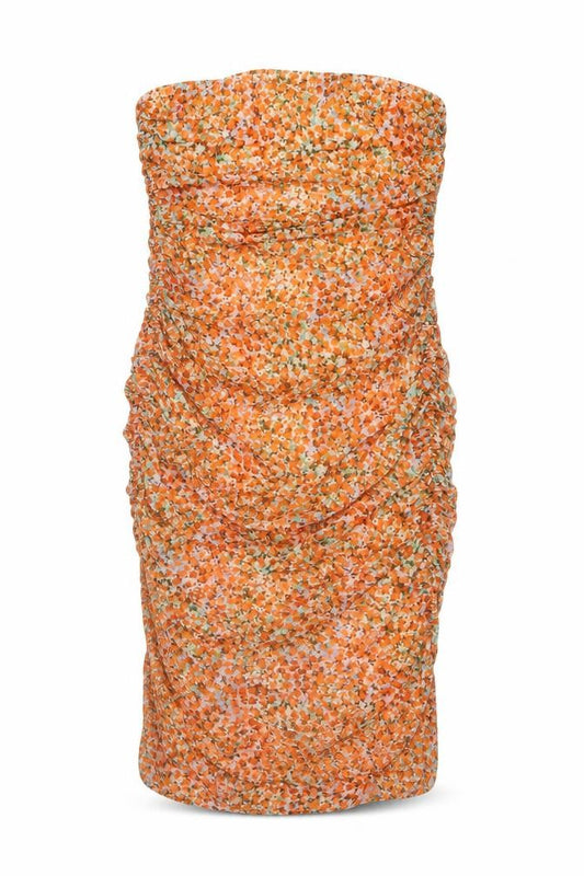 Front view of Pretty Lavish Women Multicoloured UK 10 Strapless Ruched Floral Midi Dress