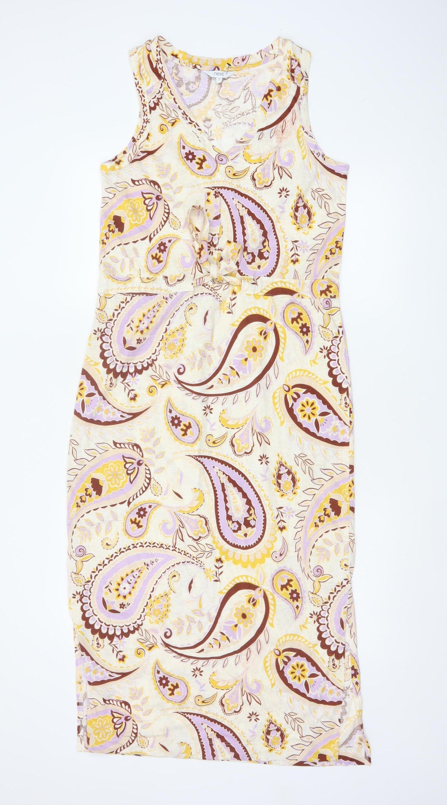 Next Women Multicoloured UK 10 Paisley Cotton Sleeveless Sheath Dress