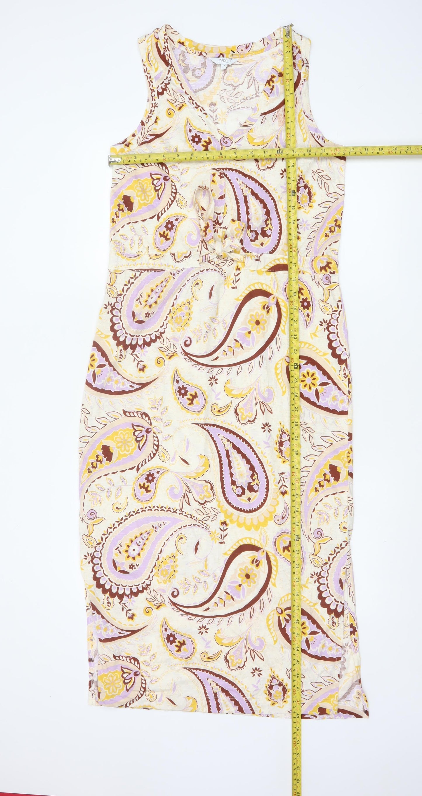 Next Women Multicoloured UK 10 Paisley Cotton Sleeveless Sheath Dress
