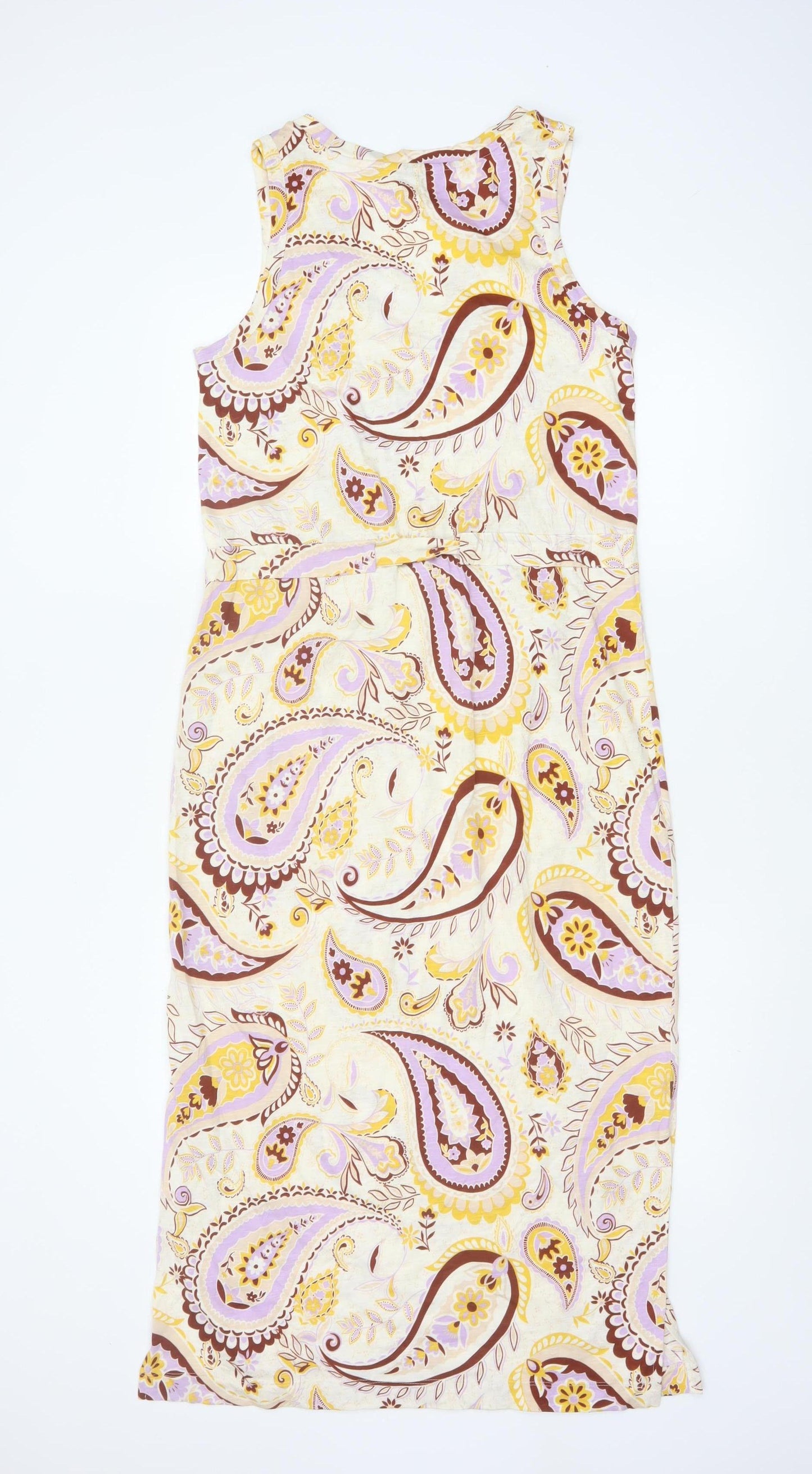Next Women Multicoloured UK 10 Paisley Cotton Sleeveless Sheath Dress