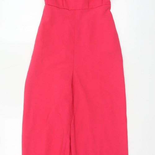 Only Women Pink UK 6 Wide-Leg Belted Strappy Jumpsuit Party
