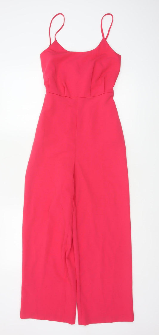 Only Women Pink UK 6 Wide-Leg Belted Strappy Jumpsuit Party