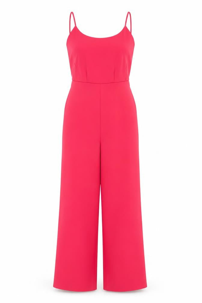 Only Women Pink UK 6 Wide-Leg Belted Strappy Jumpsuit Party