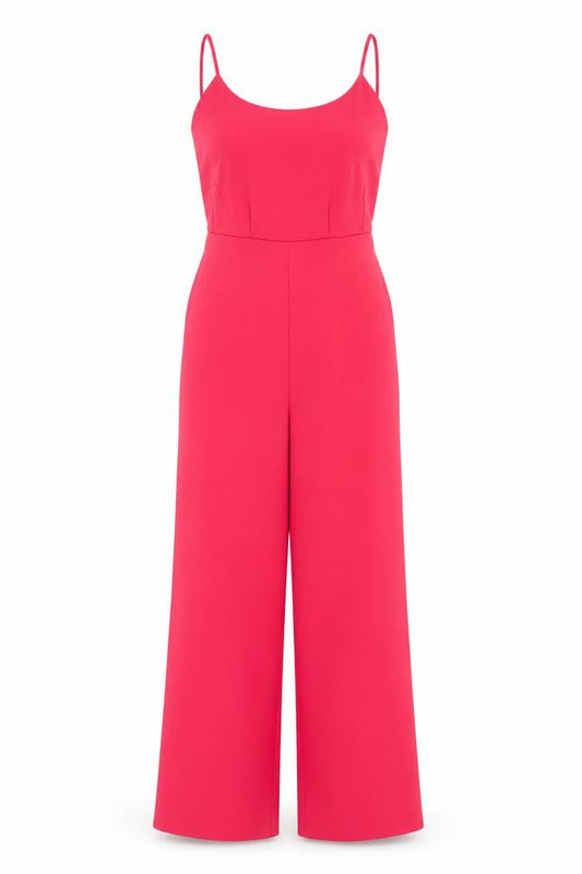 Only Women Pink UK 6 Wide-Leg Belted Strappy Jumpsuit Party