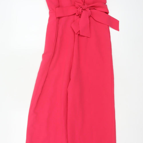 Only Women Pink UK 6 Wide-Leg Belted Strappy Jumpsuit Party