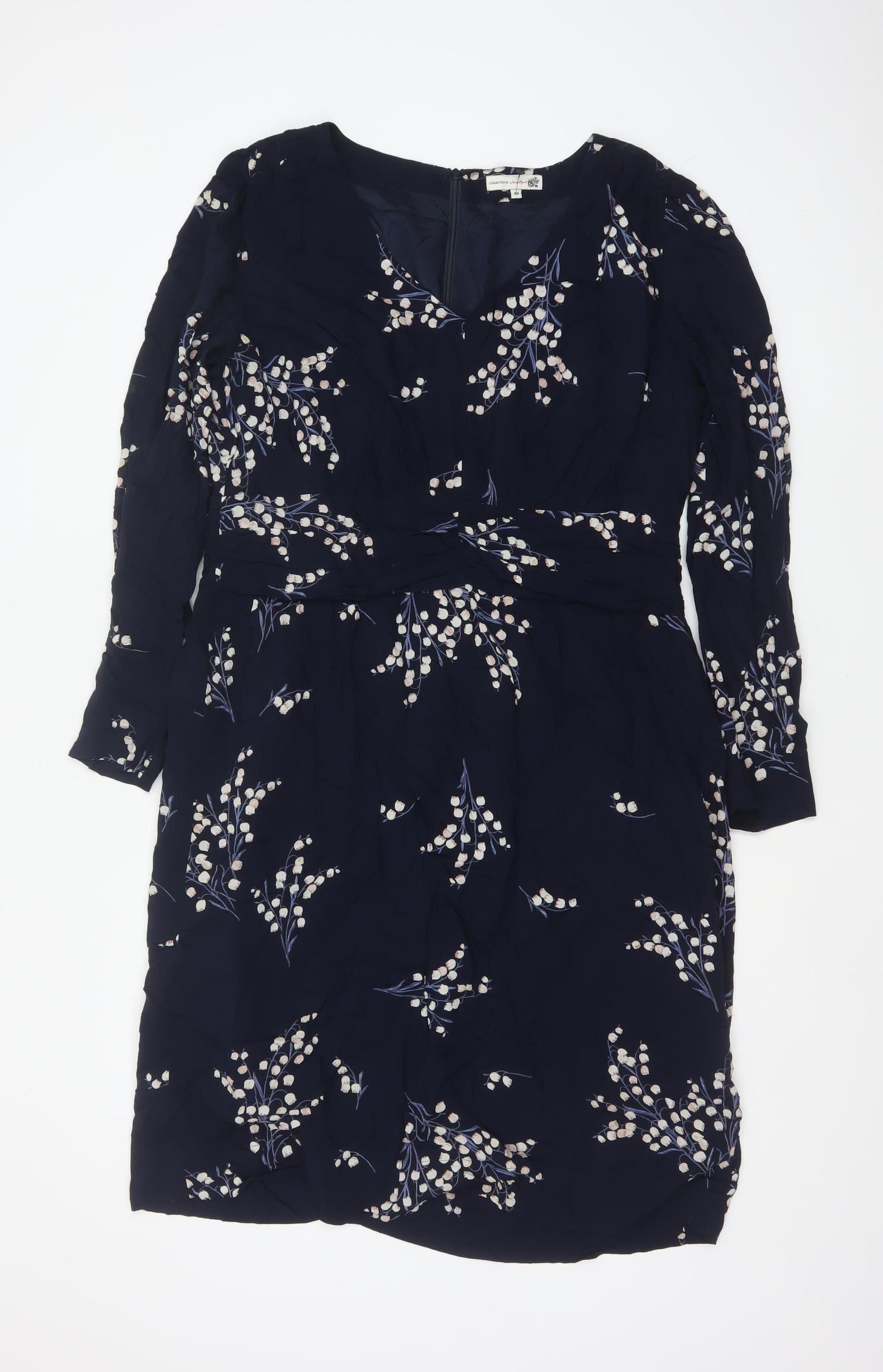 InWear Women Blue Floral Blouson Knee Length Dress UK 16 Long Sleeve
