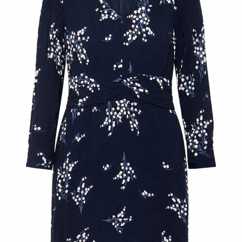 InWear Women Blue Floral Blouson Knee Length Dress UK 16 Long Sleeve