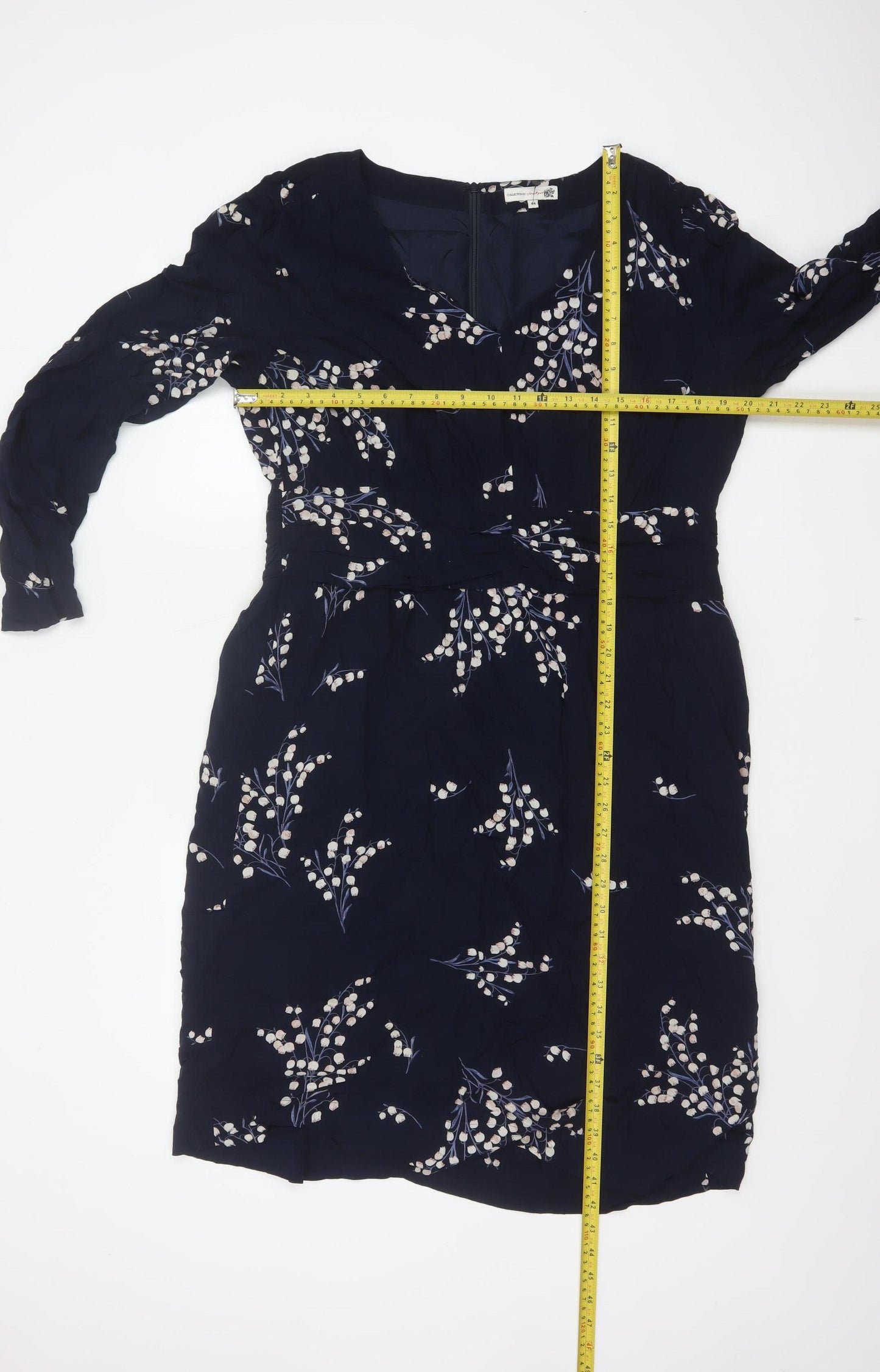 InWear Women Blue Floral Blouson Knee Length Dress UK 16 Long Sleeve