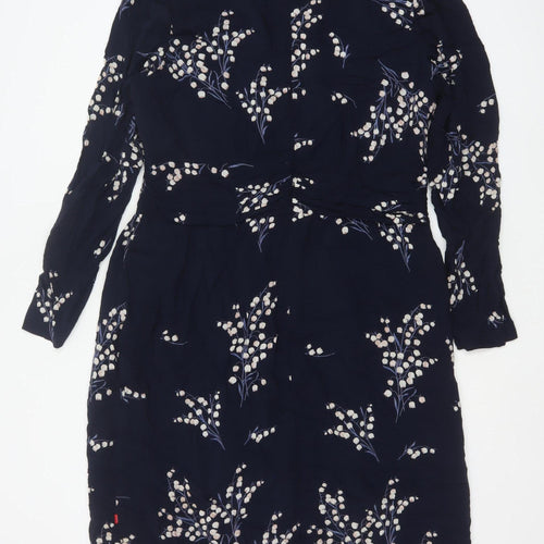 InWear Women Blue Floral Blouson Knee Length Dress UK 16 Long Sleeve