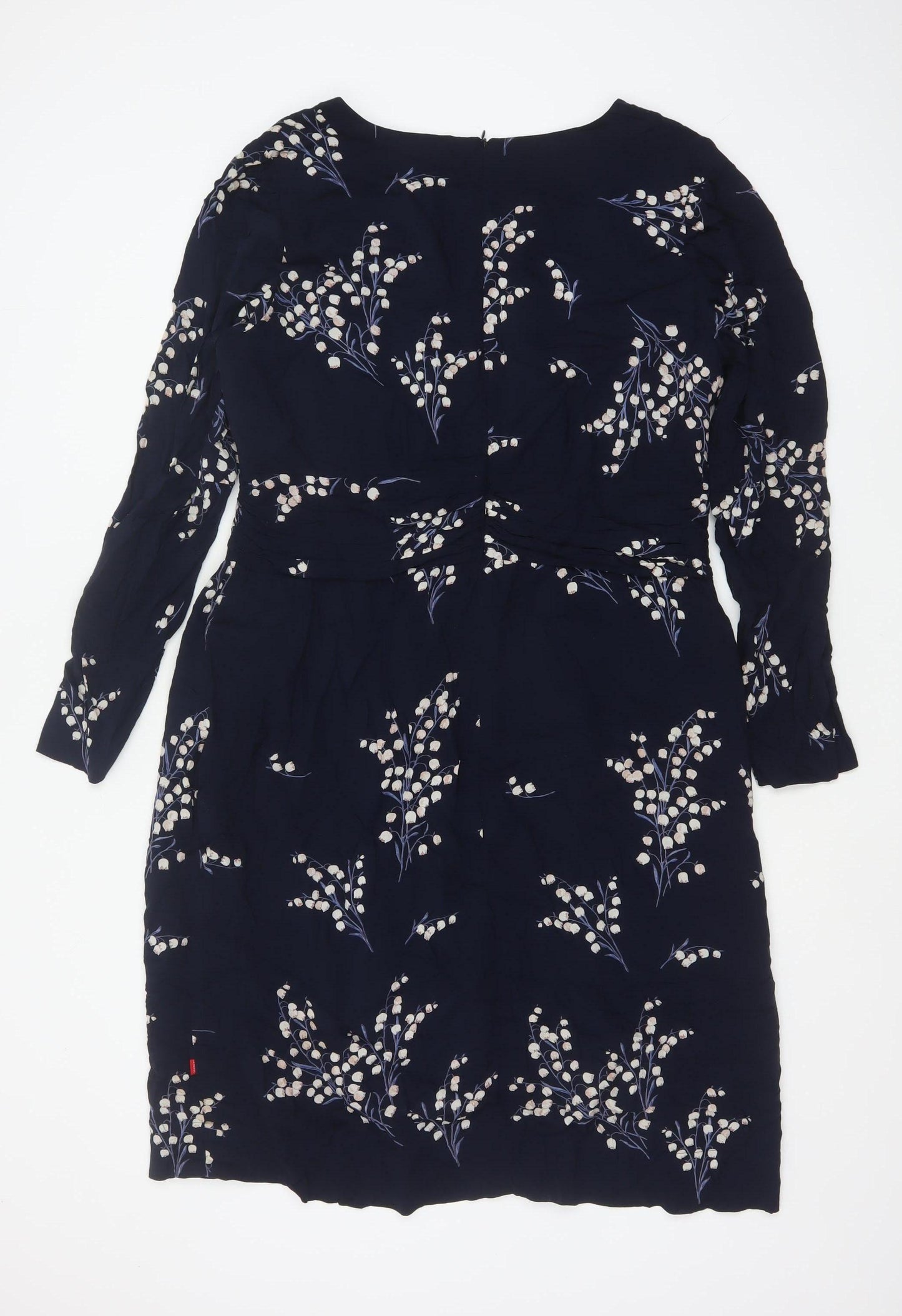InWear Women Blue Floral Blouson Knee Length Dress UK 16 Long Sleeve