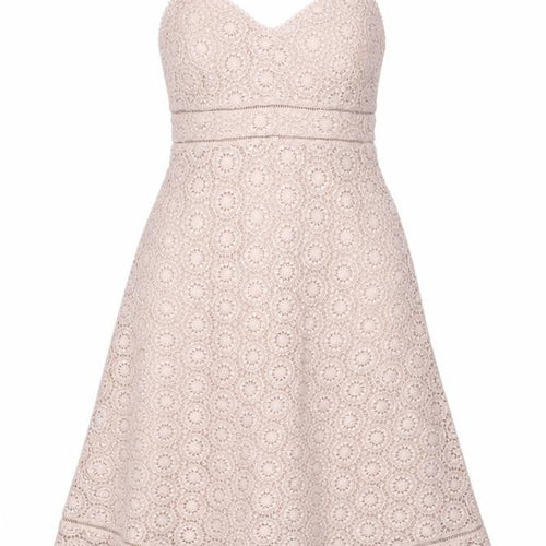 Marks and Spencer Women Beige UK 10 Lace A-Line Midi Party Dress