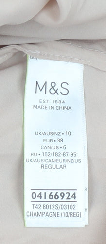 Marks and Spencer Women Beige UK 10 Lace A-Line Midi Party Dress