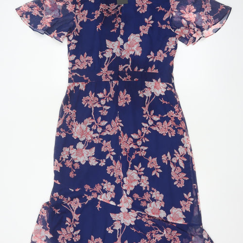 Phase Eight Women Blue Floral Midi Mermaid Dress UK 12